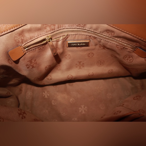 Tory Burch "Pre-Owned" Brown Saffiano Leather Double Zip Tote Crossbody Bag - Picture 5 of 5